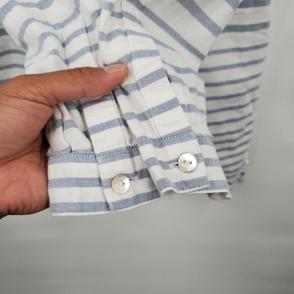 J. Jill Striped Long Sleeve Tunic Blouse Oversize Button Up Cotton Small Womens - Picture 3 of 10